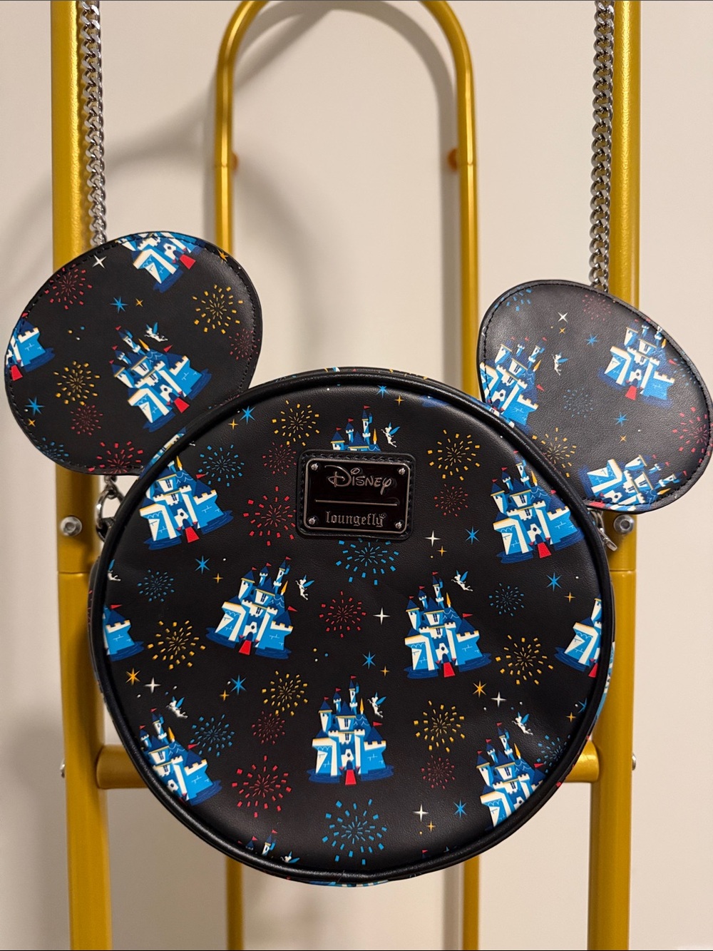 Loungefly Black and Blue Mickey Castle Ear Crossbody Bag - Picture 2 of 6